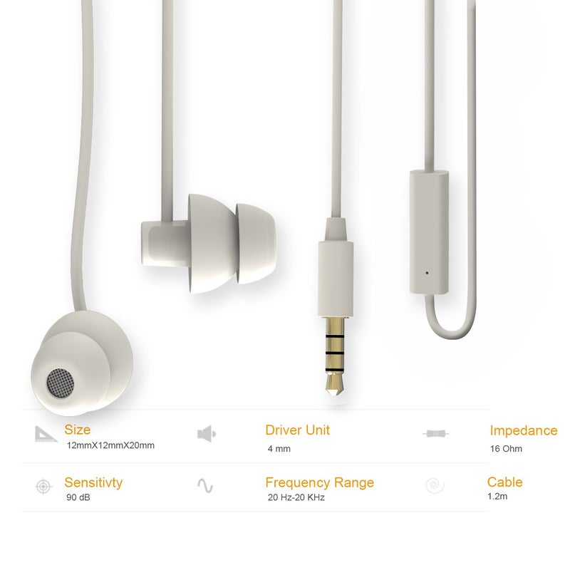 MAXROCK (TM Unique Total Soft Silicon Sleeping Headphones Earplugs Earbuds with Mic for Cellphones,Tablets and 3.5 mm Jack Plug (White) - Image 3